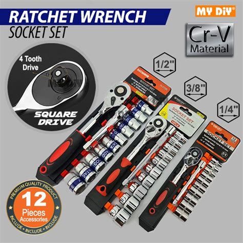 Mydiysdnbhd Srunv Crv Pcs Dr Socket Wrench Set Ratchet Handle