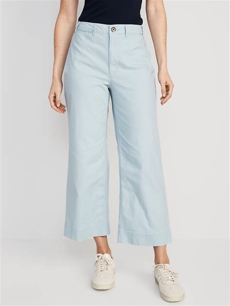 High Waisted Wide Leg Cropped Chino Pants For Women Old Navy