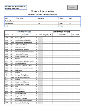 Fillable Online Montana AG Broadfield Montana State University Fax