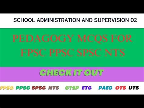 Pedagogy MCQs School Administration And Supervision Mcqs Insurance