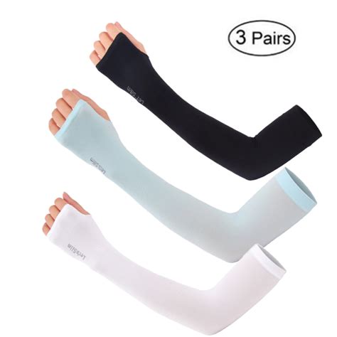 3 Pairs Uv Sun Protection Cooling Arm Sleeves Long Sun Protective Sleeves For Men Women