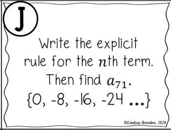 Arithmetic Sequences Task Cards By Lindsay Bowden Secondary Math