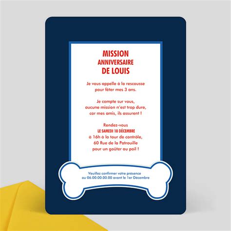 Invitation Anniversaire Enfant Patrouille Party Popcarte