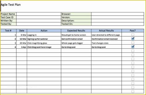 Agile Project Plan Template Excel Free Of Test Plan Template Excel ...