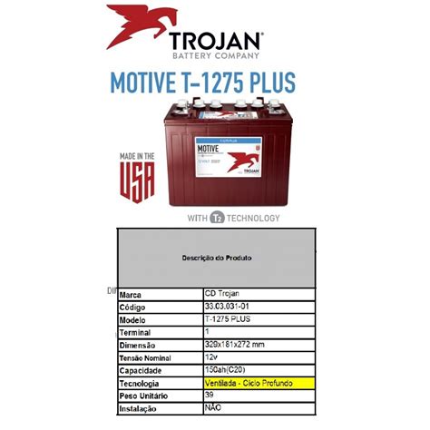 Bateria Trojan Ah V Motive T Plus Tracion Ria Loja Gru