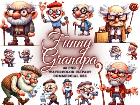 Funny Grandpa Clipart Old Father Clipart Graphic By Artistic Revolution