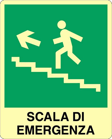 Cartello Alluminio Luminescente X Cm Scala Di Emergenza Salita