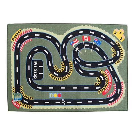 Childrens Mat Track Racing Cars Rug 100cm X 150cm