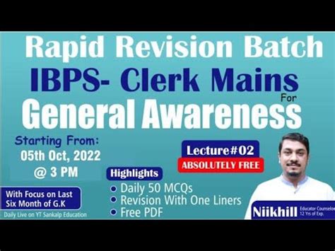 Rapid Revision Batch Ii General Awareness Ii Lecture Ii Ibps Clerk