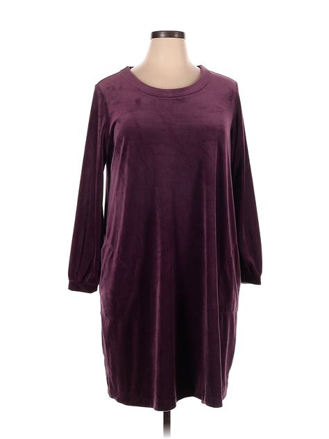 Purejill Solid Maroon Burgundy Casual Dress Size 1x Plus 51 Off