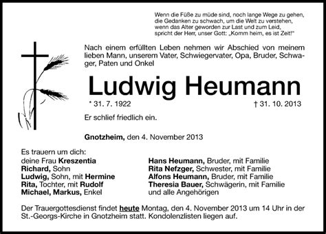 Traueranzeigen Von Ludwig Heumann Trauer Nn De