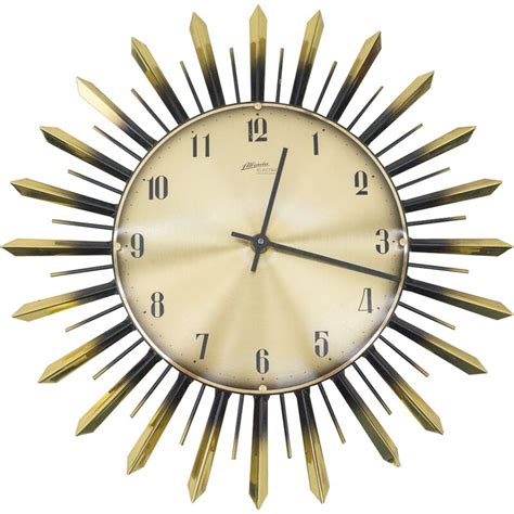 Horloge Murale Vintage Sunburst Par Atlanta Electric Allemagne 1960