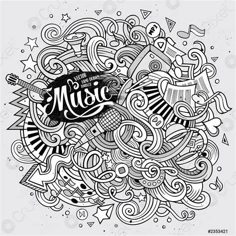 Cartoon Hand Drawn Doodles Musical Illustration Stock Vector