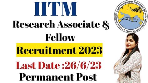 Iitm Pune Research Associate Recruitment 2023 Iitm Pune Research