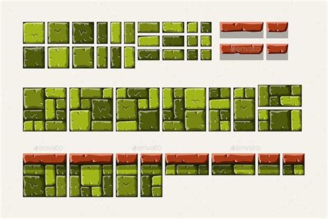 Platformer Tiles Pack Cartoon Tiles In Three Colors