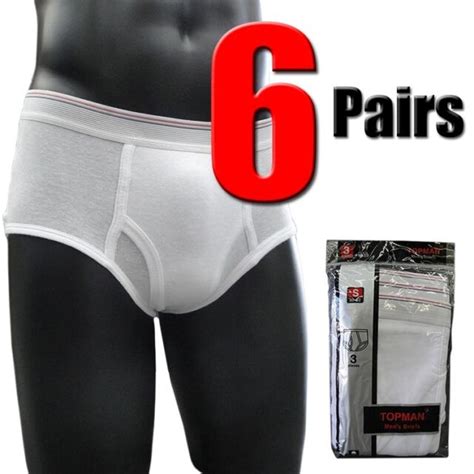 6 Classic Mens White Briefs 100 Cotton Underwear Lot Pack S M L Xl Ebay