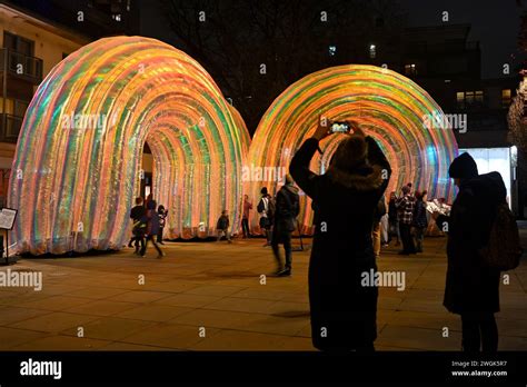 Series Of Giant Inflatable Arches At Night Elysian By Atelier Sisu