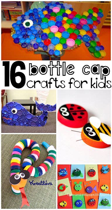 Plastic Bottle Cap, Milk Cap, & Lid Crafts for Kids to Make! | CraftyMorning.com Crafts For Kids ...