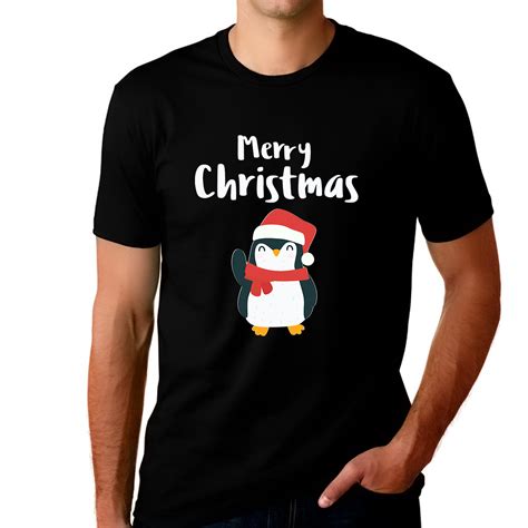 Santa Penguin Mens Christmas Shirts for Men Funny Christmas T Shirts ...