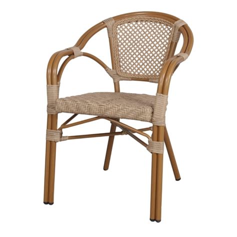 Fauteuil Bistrot Dext Rieur En Rotin Synth Tique Naturel Prisme Mw