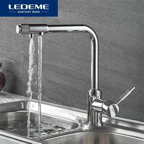 Ledeme Chrome Kitchen Faucet Brass Swivel Drinking Water Faucet Way