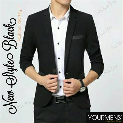 Jual JAS PRIA SLIMFIT HITAM STYLE BLACK JAS COWOK KEREN MODEL SLIMFIT