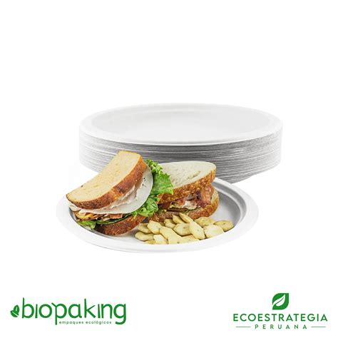 Eco Estrategia Peruana Plato Biodegradable Fibra De 15 Cm