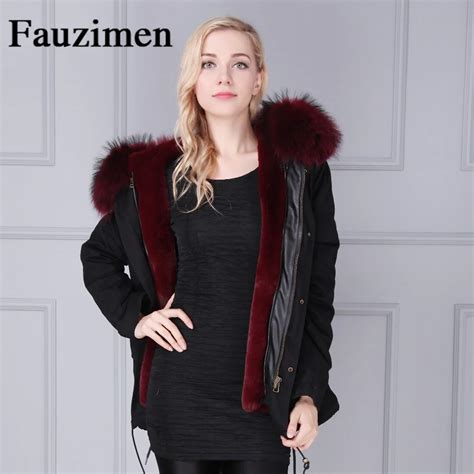 Winter Parka Coat Black Parka Real Fur Collar Winter Coats Faux Fur Lined Hooded Plus Size ...