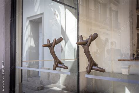 Figueres Spain August Deer Horns Door Handles On The Entrance