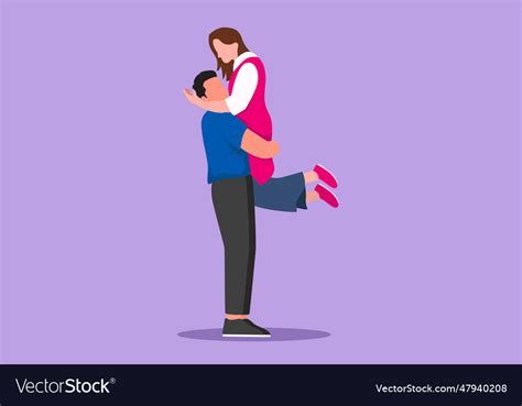 Cartoon Flat Style Drawing Of Romantic Couple Vector Image