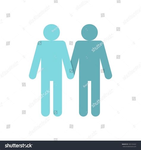 Two Men Gay Icon Flat Style Stock Vector Royalty Free 595155422