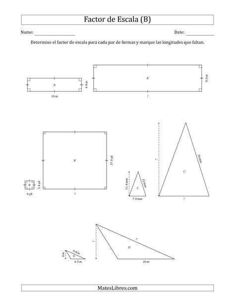 La Hoja De Ejercicios De Determine El Factor De Escala De Dos Figuras Y