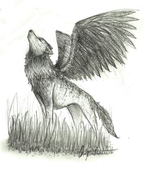 Sketch Winged Wolf by wolfylittleartist on DeviantArt