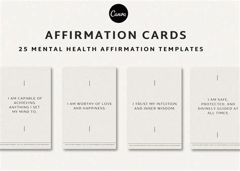 Minimal Affirmations Template Mental Health Affirmation Deck