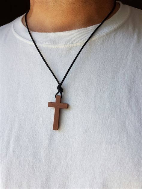 Mens Wooden Cross Mens Cross Necklace Wood Cross