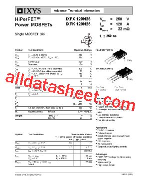 Ixfx N Datasheet Pdf Ixys Corporation