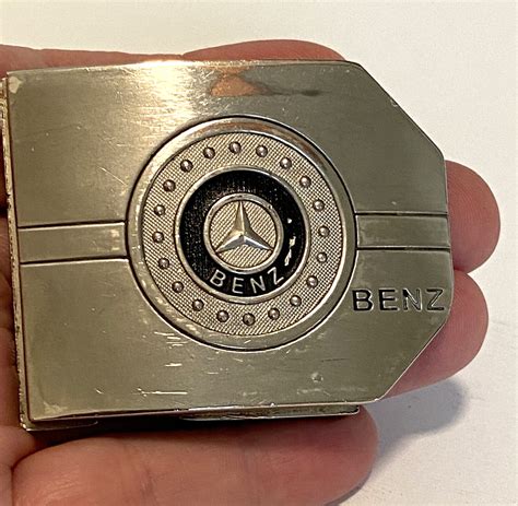 Vintage Mercedes Benz Belt Buckle Silvertone Chrome Gem