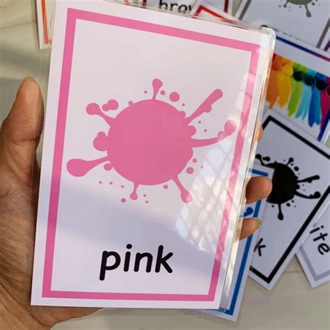 12pcs Montessori Kids English Learning Word Cards Color Flash Cards