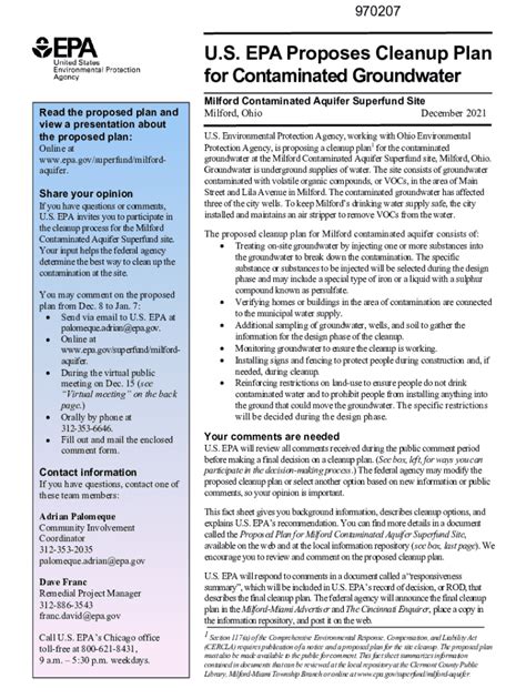 Fillable Online Epa Fact Sheet U S Epa Proposes Cleanup Plan For