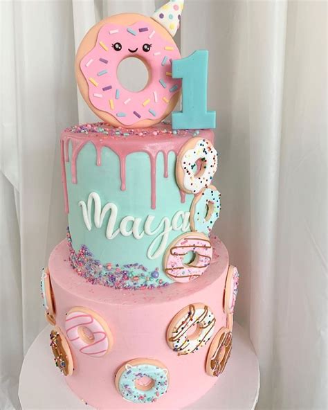 Donut Birthday Cake With Sprinkles For 2nd Birthday Party