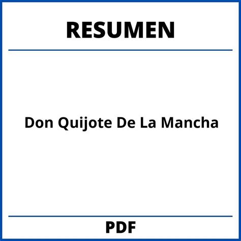 Don Quijote De La Mancha Resumen Pdf