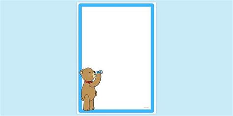 FREE! - Teddy Bear Drinking Page Border | Page Borders | Twinkl