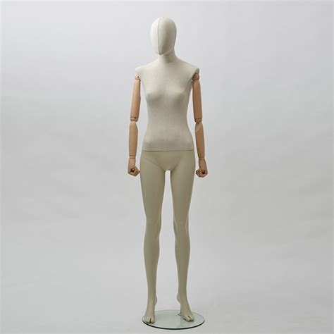 Female Fiberglass Dress Form Full Body Fabric Covered Adjustable