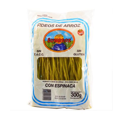 Fideos De Arroz Con Espinaca Soyarroz 300 Grs