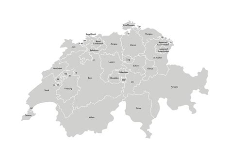 isolated illustration of simplified administrative map of Switzerland ...