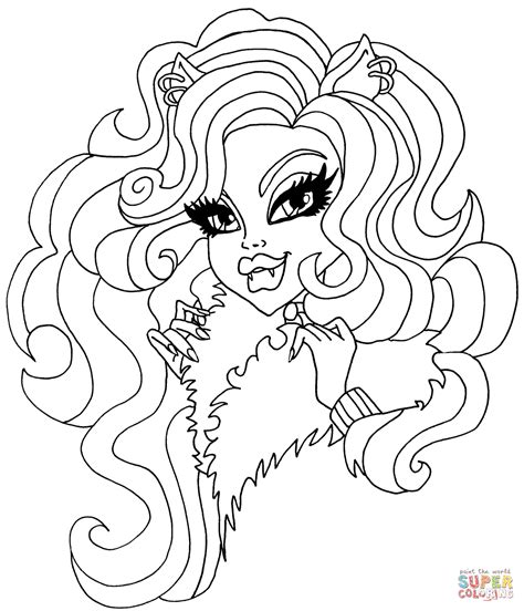 Clawdeen Wolf Coloring Page Free Printable Coloring Pages