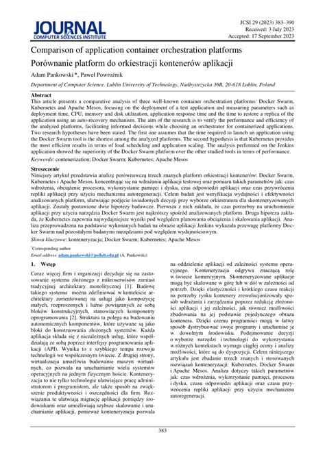 Pdf Comparison Of Application Container Orchestration Platforms