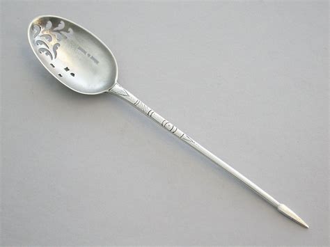 George Ii Picture Back Silver Mote Spoon Hen And Chicks By Elizabeth