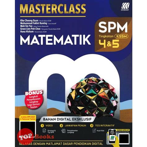 TOPBOOKS Sasbadi Masterclass SPM Matematik Tingkatan 4 5 KSSM 2024