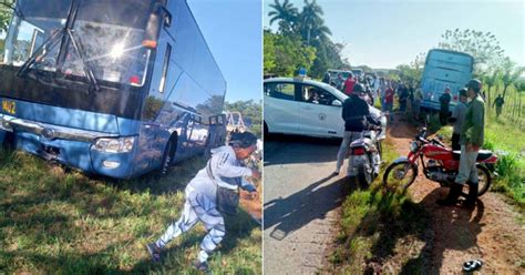 Accidente masivo en Matanzas Choque de ómnibus y camioneta deja